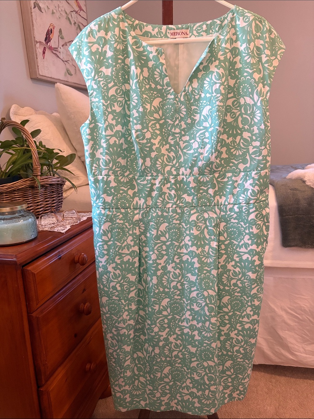 Merona Mint and White Floral Dress